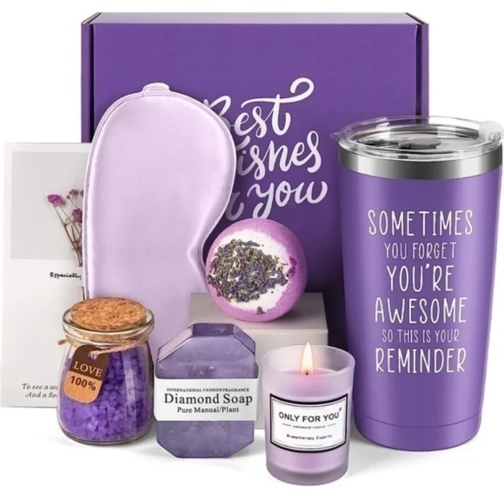 Relaxing Bath Soap, Bath Salt Tumbler Gift Set with Card